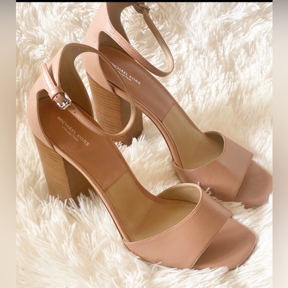 Michael Kors Collection Nude Rosa Ankle Strap Heels/ Sandals - Picture 1 of 5